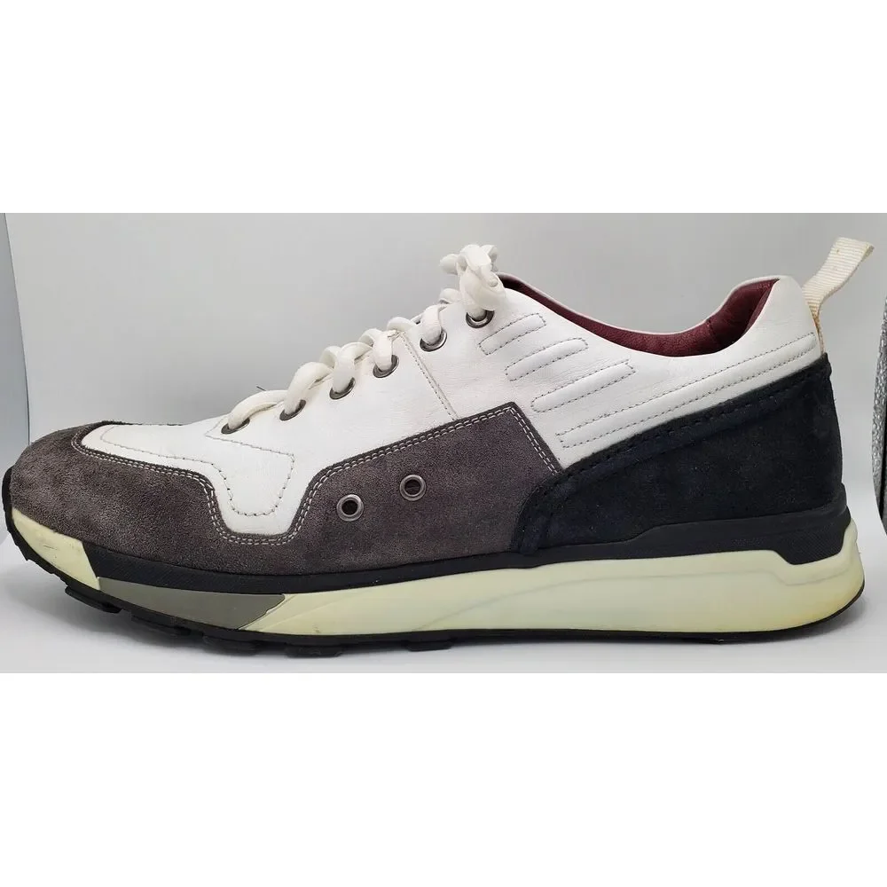 Sepol Luxury Hand Made Leather Sneakers‎ Men's 42 8.5 White Gray Black